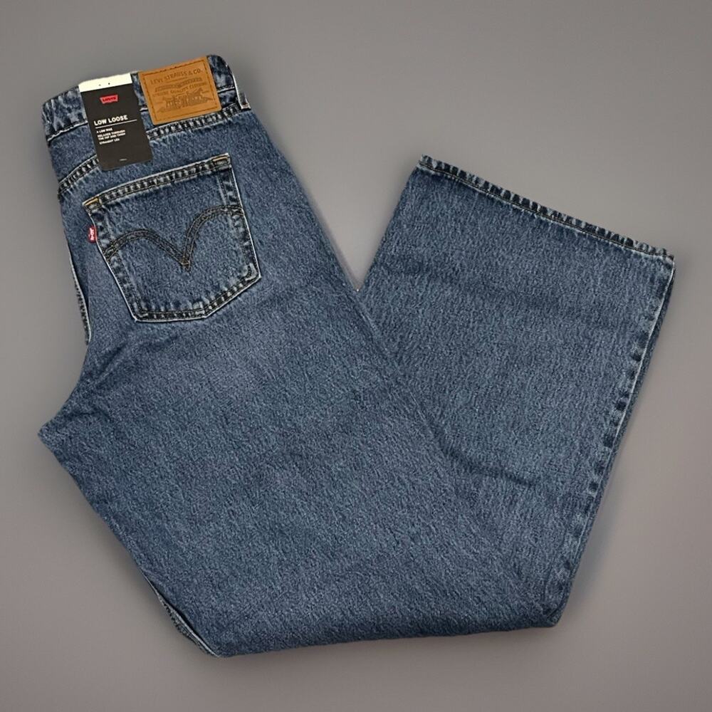 Levi's Premium Low Loose Jeans Womens 30 Relaxed Straight Leg Medium Wash NEW